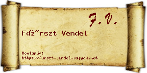 Fürszt Vendel névjegykártya